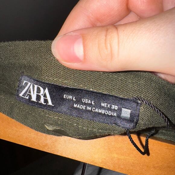 Zara Army Green Wrap Midi Skirt 4387/065 Size Large - Picture 5 of 9